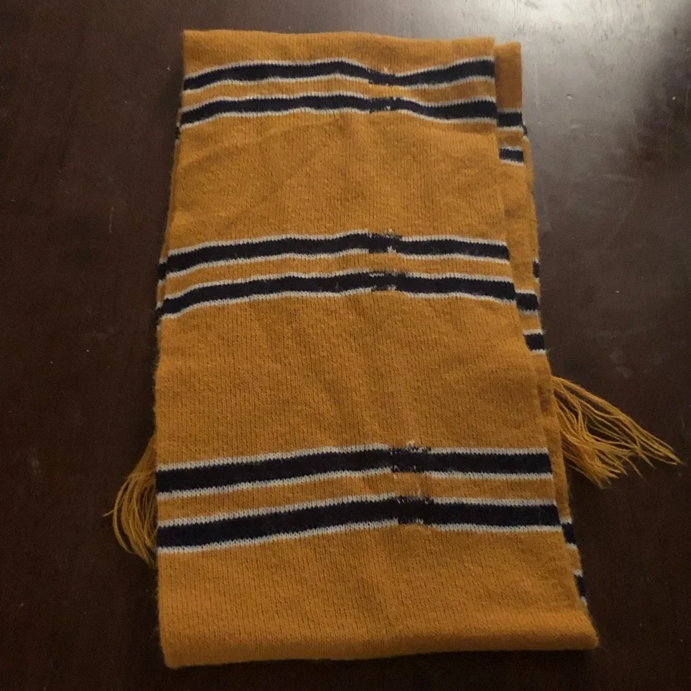 🍄 Vintage Men’s Striped Yellow and Black Scarf